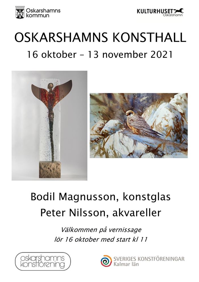 Vernissage Bodil Magnusson Oskarshamns konsthall, konstglas